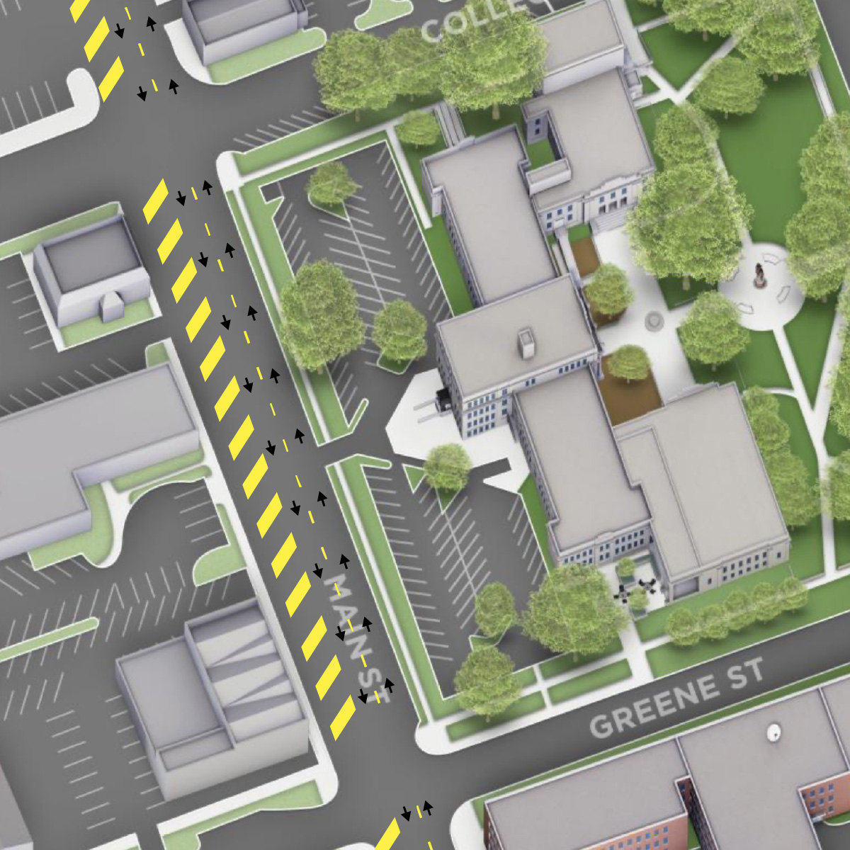 Map of one block of the South Main streetscaping project