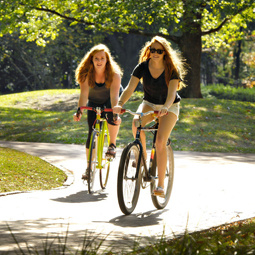 students riding bikes