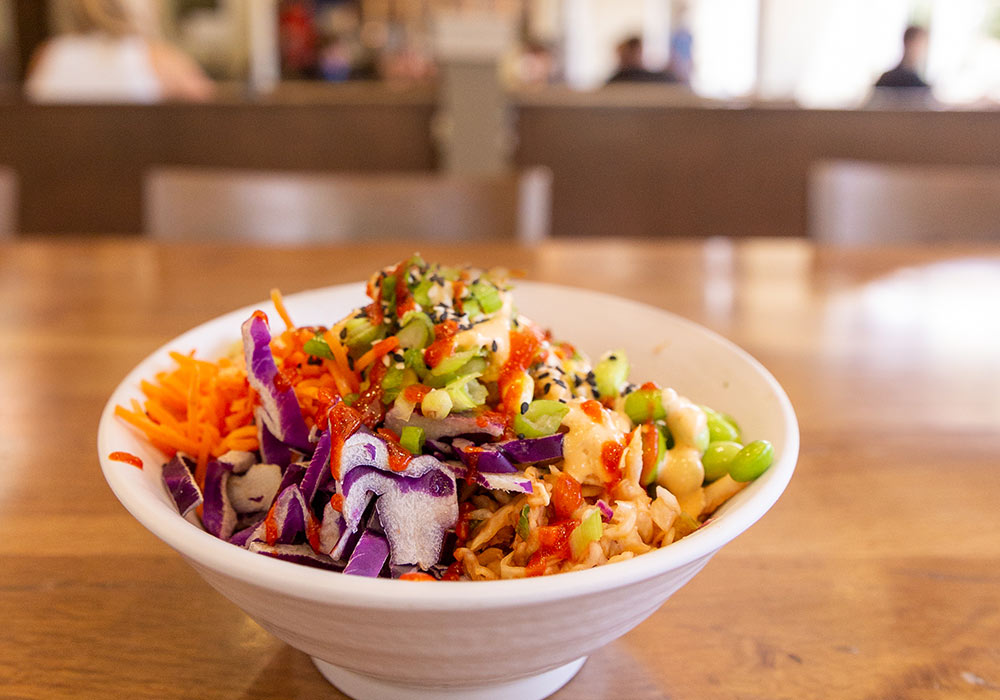 A colorful poke bowl.