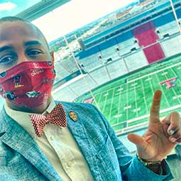 Dominique Gray in the stands for the Texas Tech Club