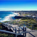 Staircase going down to the ocean